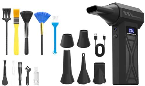 Staubgebläse-Electric Air Duster-110000RPM Super Power Cordless Air Duster, 3-Gang einstellbare Mini-Gebläse mit Akku, 4000 mAh wiederaufladbarer Akku für Computer, Tastatur, Haus (P70)