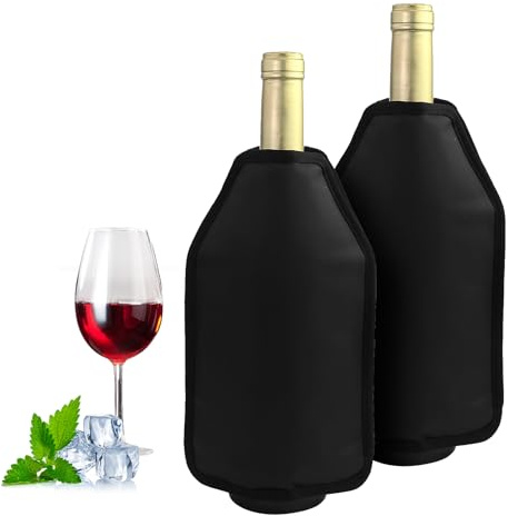 2 Piezas Enfriadora de Botella de Vino, Enfriador Rápido para Vino Cubierta Refrigeradora Wine Cooler de Gel Refrigerador Bolsa Enfriador para Vino Espumoso Champán Cerveza