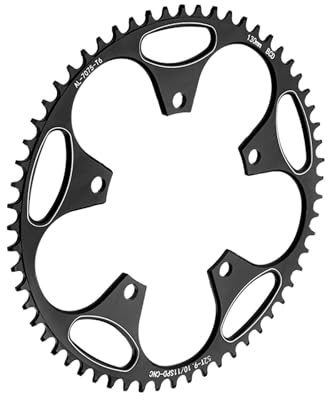 kesurpae Fahrrad Kettenblätter mit CNC gefrästem Verfahren, Narrow Wide Kettenblätter, 130 mm Lochkreis, rund, für maximale Effizienz, Kettenblatt Kurbelgarnitur aus 7075 Aluminium, 52T