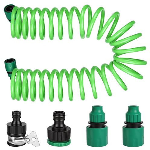 XCDMJ Flexibler Gartenschlauch, 7.5M Spiralschlauch Komplett Set für Gartenbrause, Dehnbarer Garden Hose Schlauch für Gartenbewässerung, Haustier, Autowäsche,Gartenarbeit (7.5 M)