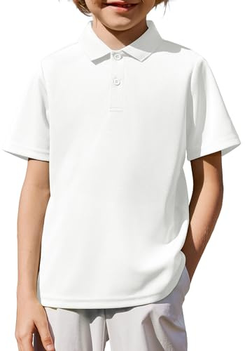 Arshiner Jungen Poloshirt Kurzarm Knopfleiste Brusttasche | Weiches elastisches Polohemd mit Kragen Knopfleiste und Brusttasche als Schulshirt und Freizeitshirt
