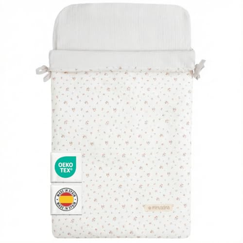 MIMUSELINA Fußsack Babyschale | Ganzjährige Einschlagdecke Sommer/Winter mit Herausnehmbarem Futter | Decke für Babyschale, Kinderwagen, Autositz | 100% Baumwolle | Neugeborene 0–12 Monate | Blossom