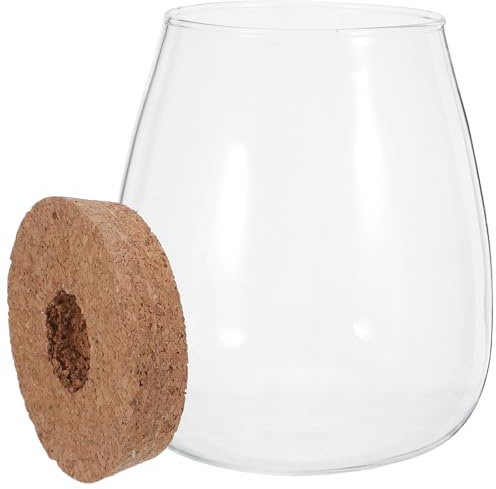 YARNOW Vase Hydroponique en Verre avec Bouchon en Liège, Grand Format, Récipient de Propagation pour Racines de Plantes, Support de Table pour Jardinage Intérieur et Culture