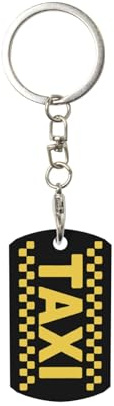 HLBSDM Rechteckiger Schlüsselanhänger aus Aluminium, Modell Taxi Driver Cab