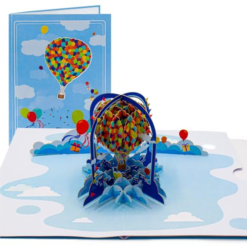 Cardmoments Pop-Up Karte Heißluftballon | 3D Pop-Up Karte mit Heißluftballon für Geburtstag, Reise und Glückwünsche
