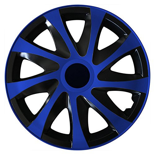 (Größe wählbar) 14 Zoll Radkappen/Radzierblenden Draco Bicolor (Schwarz-Blau) passend für Fast alle Fahrzeugtypen – universal