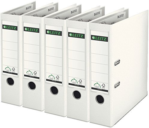 Leitz 10105001 Qualitäts-Ordner Plastik-Cover (A4 breit| 5er Pack, weiß)