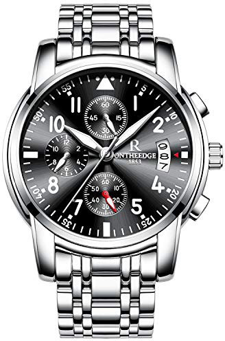 rorios Herren Edelstahl Uhren Analog Quarzuhr Luxus Chronograph Kalender Metallarmband Leuchtend Business wasserdichte Multifunktion Armbanduhr