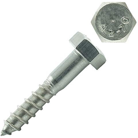 Eisenwaren2000 - Sechskant-Holzschrauben - 8 x 200 mm (5 Stück) - Schlüsselschrauben mit Schaft - Sechskantschrauben - Wiener Schrauben - Edelstahl-Schrauben VA A2 V2A - DIN 571