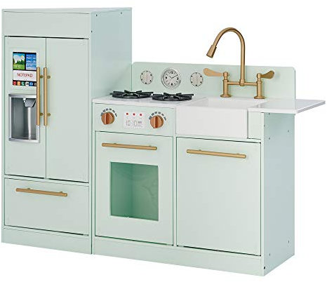 Teamson Kids Childrens Little Chef Charlotte Wooden Play Kitchen Mint TD-12302M