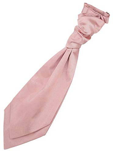 DQT Boys Plain Satin Pre-Tied Scrunchie Cravat - Wedding Pageboy Formal - Dusty Pink