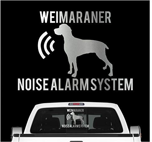 siviwonder Weimaraner Noise Alarmsystem Auto Aufkleber Hund Folie Weim Grey Ghost Farbe Silber Metallic, Größe 10cm