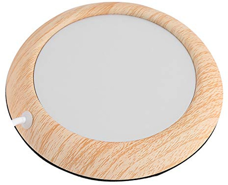 Réchauffeur de Tasse à café, Chauffe-Boisson électrique portatif à Chauffage Rapide, Port USB 5V, Convient à la Plupart des Tasses en Acier(Light Walnut Grain)