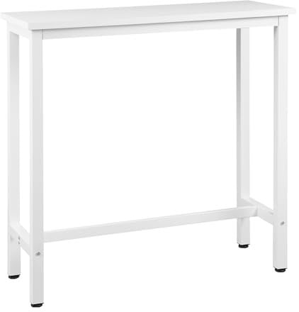 WOLTU 1x Bartisch Bistrotisch Stehtisch Esstisch, Metallgestell, Tischplatte aus MDF, Weiß, 100x40x100cm(BxTxH)