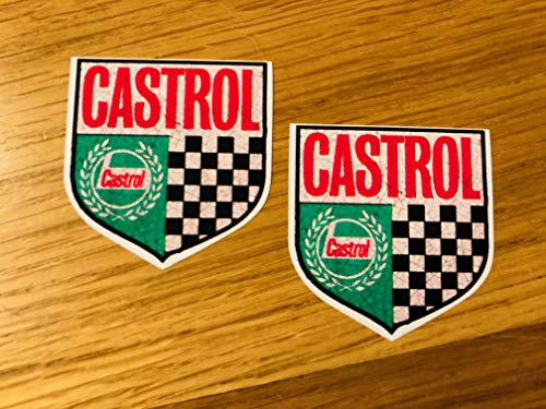 CASTROL Vespa 2 Stück Aufkleber Sticker Set Retro Roller Pin Up Girl Decal Mi429