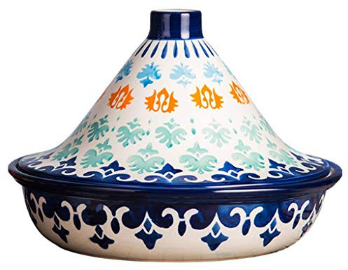 SSB Mini Tagine Pot,Original Moroccan Handmade Clay Cooking Dish,Clay Casserole,Painted Ceramic Casserole Clay Pot with Lid,Stovetop Cookware for Slow Cooking B 2518.5cm