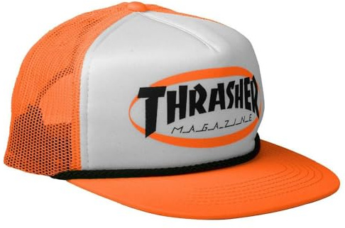 Thrasher Gestickte Netzmütze – Marineblau, Neon-Orange, Einheitsgre