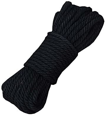 Cuerda de yute negra ecológica de 6 mm x 20 m para manualidades y jardinería