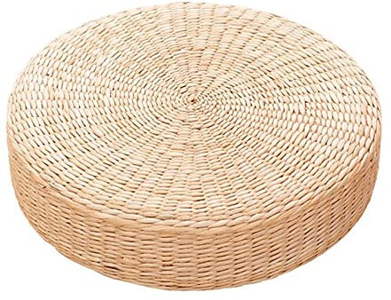 RTWAY Straw Tatami Futon Pouf, atmungsaktives Stroh Flaches Sitzkissen Japanischer Stil Rund Stroh Sitzkissen für Wohnzimmer Fenster Balkon