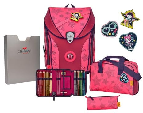 DerDieDas Ergoflex MAX Schulranzen Set 5-TLG. Exklusiv Superflash Neon Star