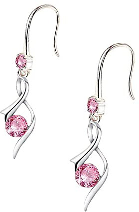 TOFBS Pendientes Colgantes Espiral Elegantes Cristales Brillantes Joyería Mujer Accesorios Plateados Estilo Curvo Decorativos