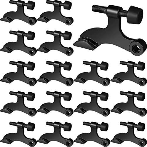 24 Pieces Hinge Pin Door Stopper Satin Brushed Door Stops Adjustable Heavy Duty Hinge Door Stopper with White Rubber Bumper Tips (Black)