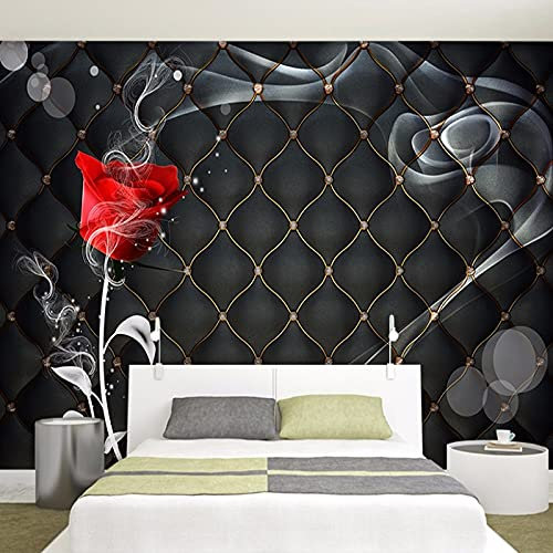 BOEERLCNL 3D Wohnzimmer Tapete Rose Blume weiche Tasche Schlafzimmer Wandaufkleber TV Hintergrund Wand Dekoration Wandbild Wandkunst Poster