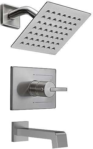 SOOOHOT Badewannen-Duschsysteme, Wannen- und Duscharmaturen-Set Combo mit 15,2 cm gebürstetem Nickel-Duschhahn-Set, Duschwannen-Armaturen-Sets komplett (Ventil im Lieferumfang enthalten)
