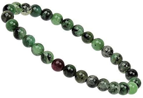 ELEDORO Stretch Armband aus echten Edelstein-Perlen (6mm) – Perlenarmband für stilvolle Eleganz (Rubin Zoisit)