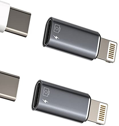 iPhone OTG Adapter Dongle(2Pack)USB C Female to Lightning Male Headphone Charger Data Sync Type-c Camera Card Reader Flash Drive Mouse U Disk Converter for Apple 14 13 11 12 Pro Max Xr X Xs 8 7Plus Se