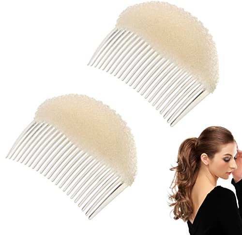Fluffy Hair Clip, Haarkissen, Bump It Up Volumen Haar, Schwamm Haar Former Kamm, Haar Bump Up Kamm Clip, Hochsteckfrisur Volumen Kissen, Schwamm Brötchen Haar Pad Zubehör, Weiß, 2 Stück