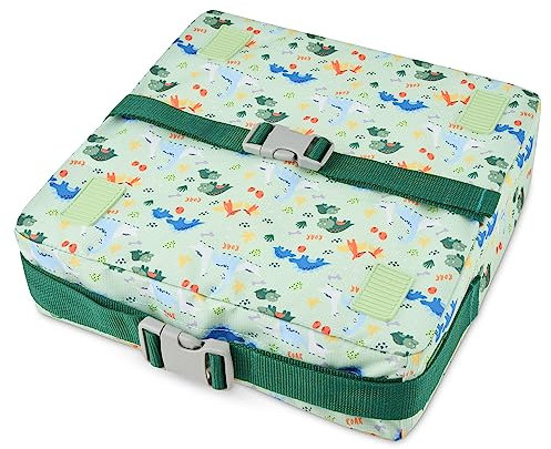 Polar Gear Baby Booster Cushion – Lightweight Booster Seat for Children 3 Years+ - Machine Washable, Adjustable Straps – 8cm Thick Foam Booster Seat Dining Chair – Dinosaur