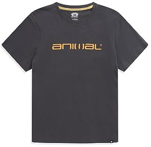 Animal Classico Mens Cotton T-Shirt - Stylish, Lightweight & Breathable Tee in Soft - for Spring Summer Beach, Holiday & Travel Charcoal XS