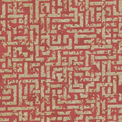 Profhome Geometrische Tapete 386954-GU Vliestapete rot gold 0,53 m x 10,05 m / 5,33 m2