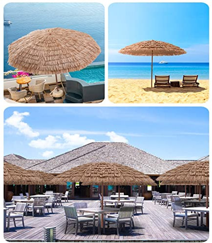 CPOVOS Hawaiano Jardín Paraguas De La Playa del Patio- Exterior UVA Sombrilla Plegable Parasol De Paja Inclinada, Fácil De Cargar Parasol De Dosel (sin Base) (Size : 1.6M)