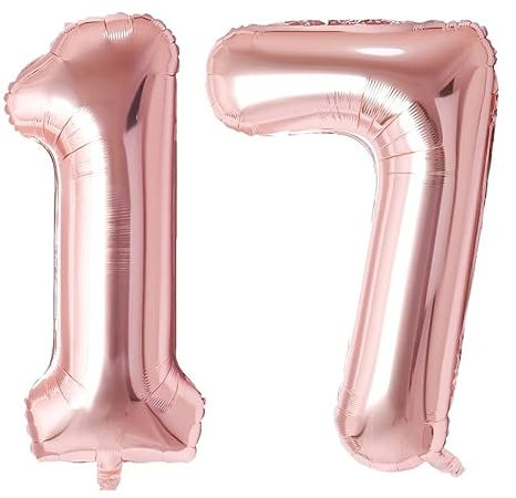 Vthoviwa 40pouces Ballon Chiffre Anniversaire 17/71 Or Rose, 0123456789,10-19,20-25,30,40,50,60,70,80,90 Ballon Numero 17/71 Deco Birthday, Balloon 17/71 Ballon Party Deco Soutenir l'hélium
