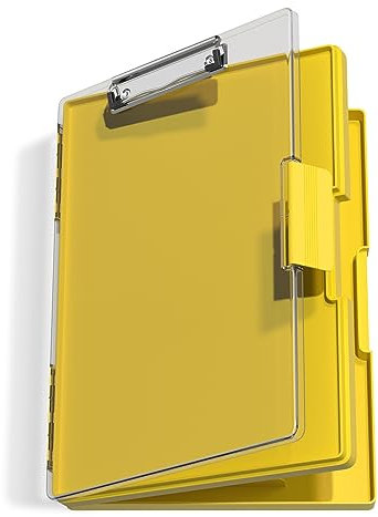 Hnogri Porte-bloc avec rangement, porte-bloc d'allaitement avec ouverture latérale, porte-bloc robuste avec boîte de rangement à double compartiment, écriture lisse pour le travail, Jaune