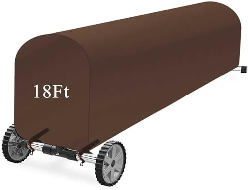 Woanger Heavy Duty Pool Solar Reel Cover Waterproof UV Resistant Inground Swimming Pool Solar Reel Roller Blanket(18 Ft,Coffee)