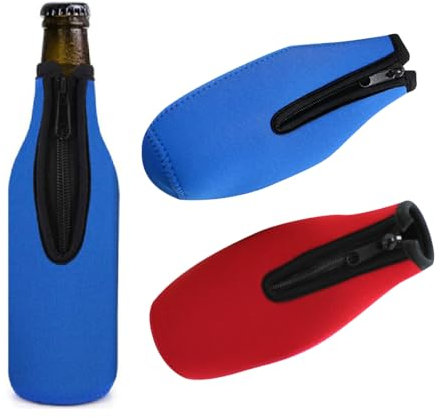 2 Pieza Enfriador de Botellas de Vino, Fundas Plegables para Botellas de Cerveza con Cremallera, Neopreno Aislado Zipper Enfriador De Botellas, Refrigeradores de Botella del Vino, Para Cerveza, Bebida