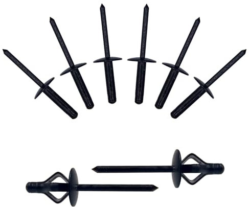 BESTYCHAO 60 pezzi Tri-Fold Exploding Pop Rivetti a flangia grande in alluminio, Nero (4,8 x 21 mm)