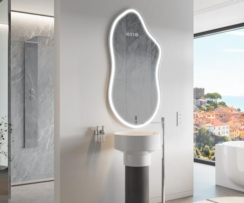 Artforma Badspiegel mit Beleuchtung - Asymmetrischer Spiegel - 94x174 - Led Spiegel Bad - Unregelmäßiger Form - Badezimmerspiegel Nach Maß - Modernes Design - Mit Rahmen