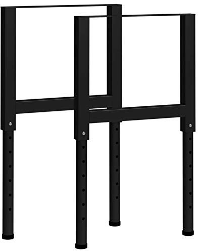 Gecheer 2X Werkbankgestell Metallgestell Höhenverstellbar Werkbankfuß Arbeitstisch Werktisch Tischgestell Werkbank Gestell Werkstatttisch Tischbein Tischfuß Metall 55x(69-95,5) cm Schwarz
