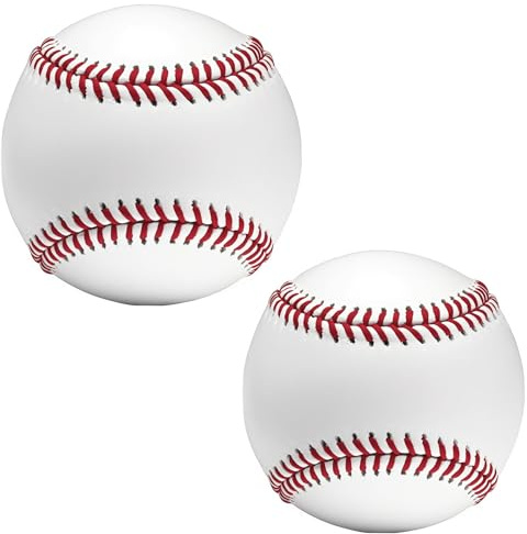 OMYOPY 2 Pack Blank Hard Baseballs Solid Cork Core, 9 Inch Baseball Balls Unmarked Autographs Baseball for League Play, Pitching, Hitting, Batting, Fielding, Autograph, Gifts