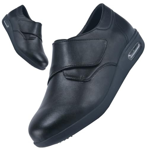 AEHO Chaussure pour Pied Gonflé Chaussure Pied Large Femme en Cuir Chaussure Pied Large Femme en Cuir Chaussure pour Pied Gonflé,Noir,41 EU