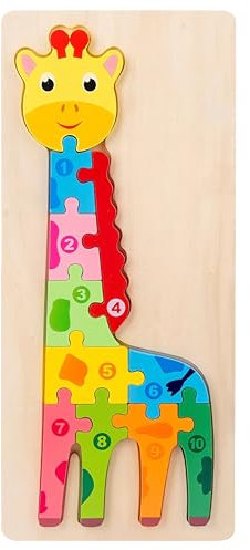 Wooden Toddler Jigsaw Puzzles for Girls Boys | Montessori Animals Wooden Toys for Kids (Giraffe)