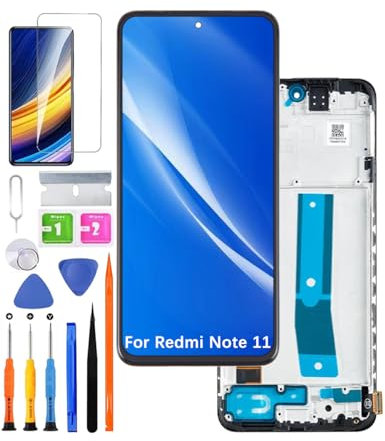 HLYGZX Pantalla de repuesto para Xiaomi Redmi Note 11 LCD TFT, 2201117TG 2201117TI Pantalla táctil digitalizador kit de piezas de reparación (negro con marco)