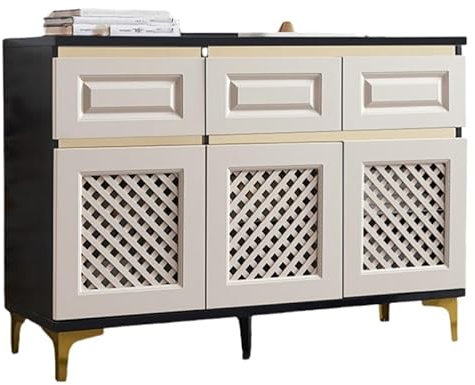 oenyaeu Kaffeebarschrank, Küche, Buffetschrank mit Stauraum, weißer Buffetschrank mit Schiebetür, Kaffee-Bartisch für Wohnzimmer, Esszimmer (120 x 40 x 85 cm)