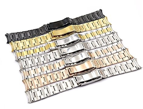 NASUNJIA 20 Mm Mittelgoldenes Massives Uhrenarmband Mit Gebogenem Ende, Schraubgliederverschluss, Stahlarmband, Kompatibel Mit Rolex OYSTER(Middle rose gold,For GMT)
