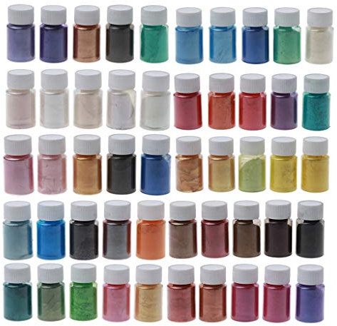 WWHJR 50 Farbpigmente, brillantes Pulver, Epoxidharz, Farbmittel, Make-up, Badeseife, Kerzen, Puder, Pigment