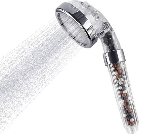 Shower Head, Hard Water Shower Head Filter Shower Head High Pressure, Three-Speed Water Flow Adjustment, Pressurization and Water Saving, Detachable and Washable Design, Suitable for All Shower Heads